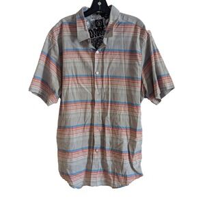 Volcom Vorzy Short Sleeve Button Up‎ Shirt Mens 2XL Striped Skate Surf Beach